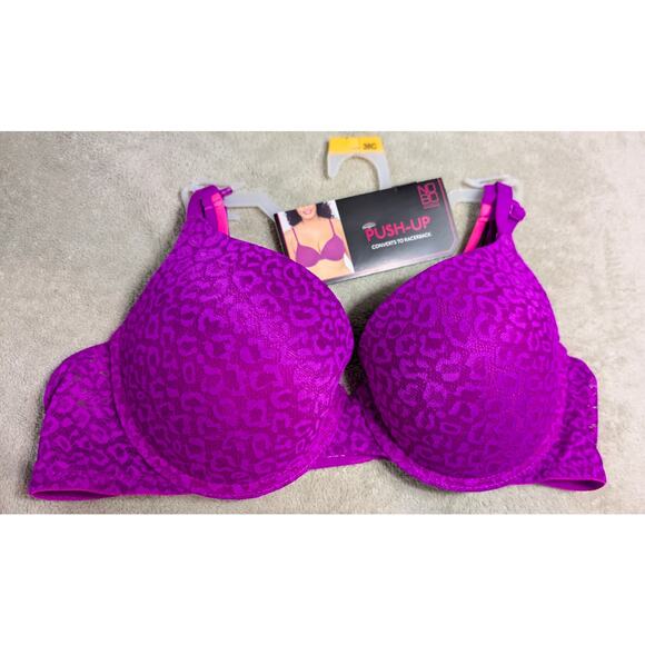 NObo NO Boundaries Push Up Bra 38C 38 C Purple Lace Convertible Racerback New - Picture 1 of 4